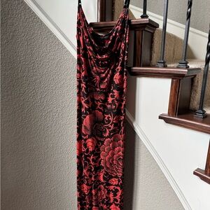 Peruvian Connection Red and Black Floral Dress